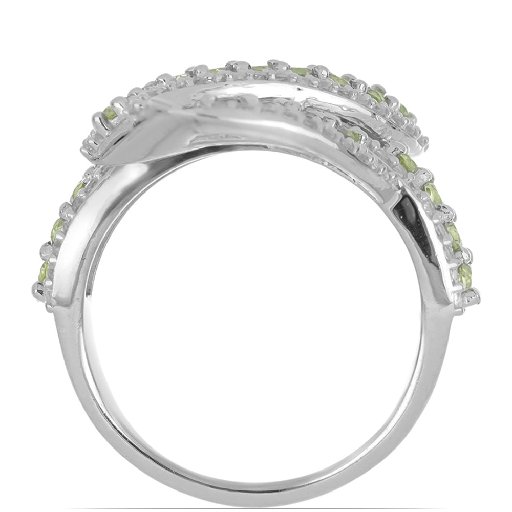 Silberring mit Peridot aus Changbai und weißem Topas 2 