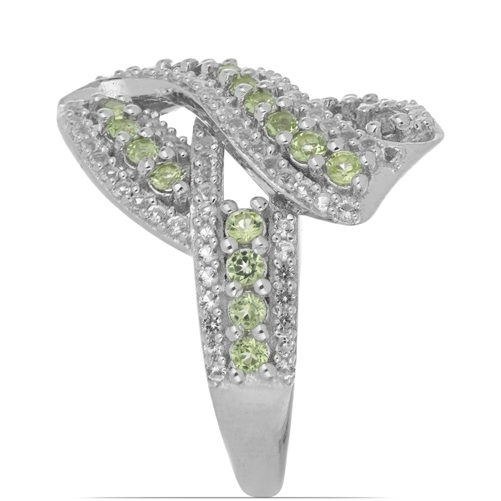 Silberring mit Peridot aus Changbai und weißem Topas 4 