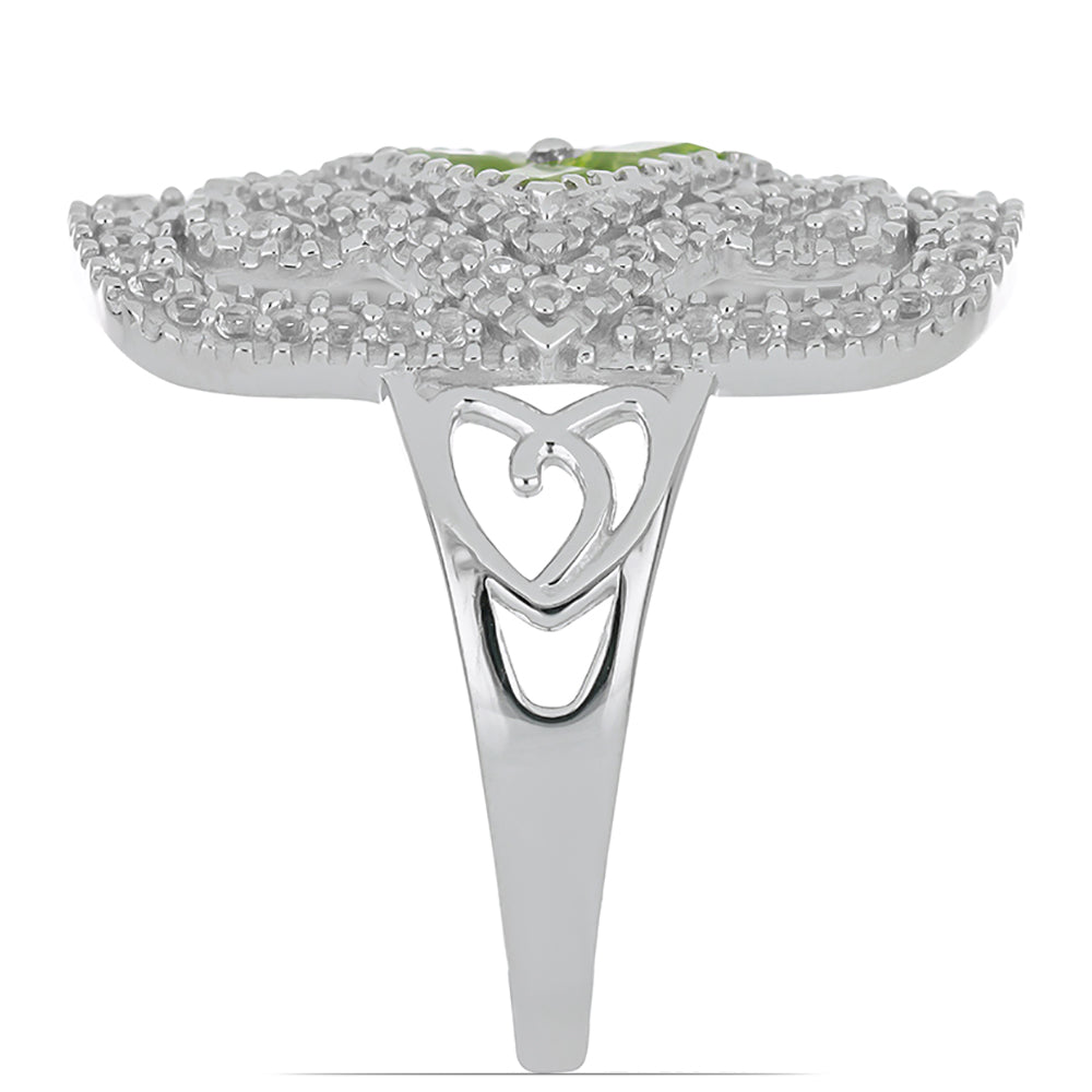 Silberring mit Peridot aus Changbai und weißem Topas 4 