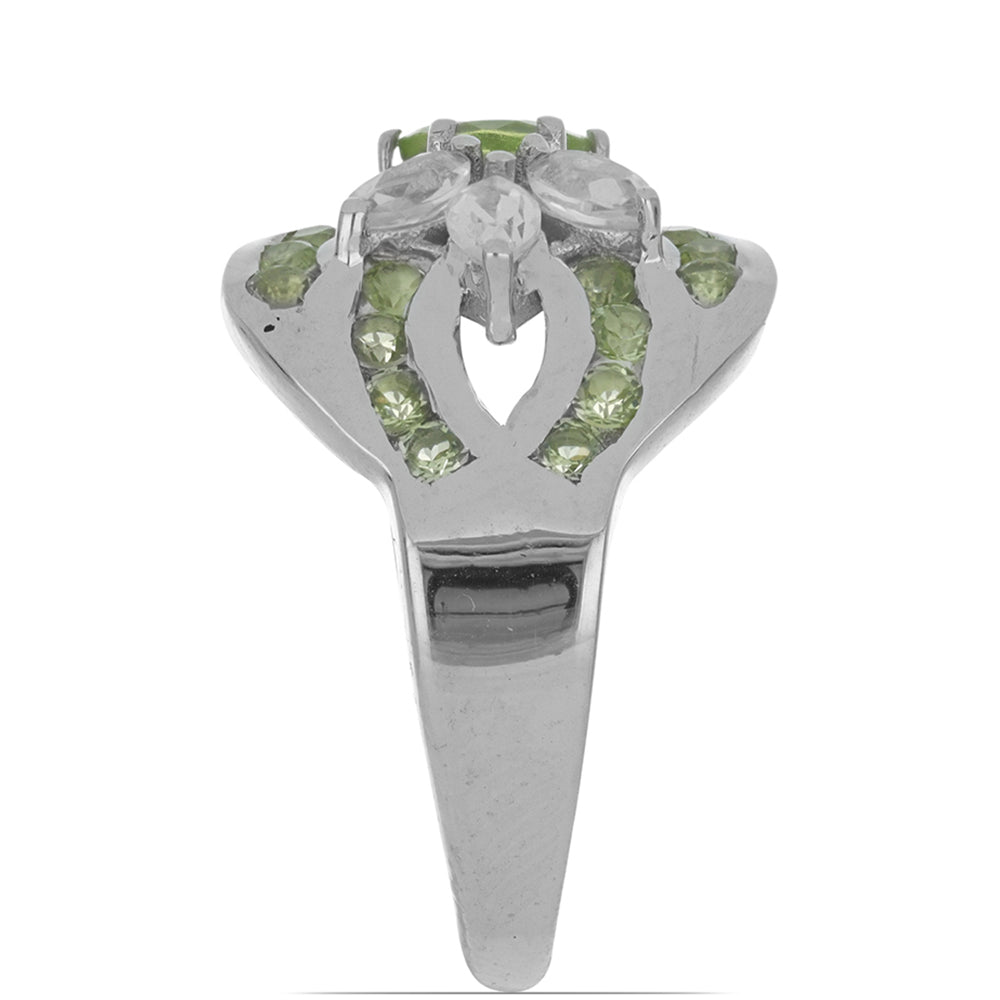 Silberring mit Peridot aus Changbai und weißem Topas 4 