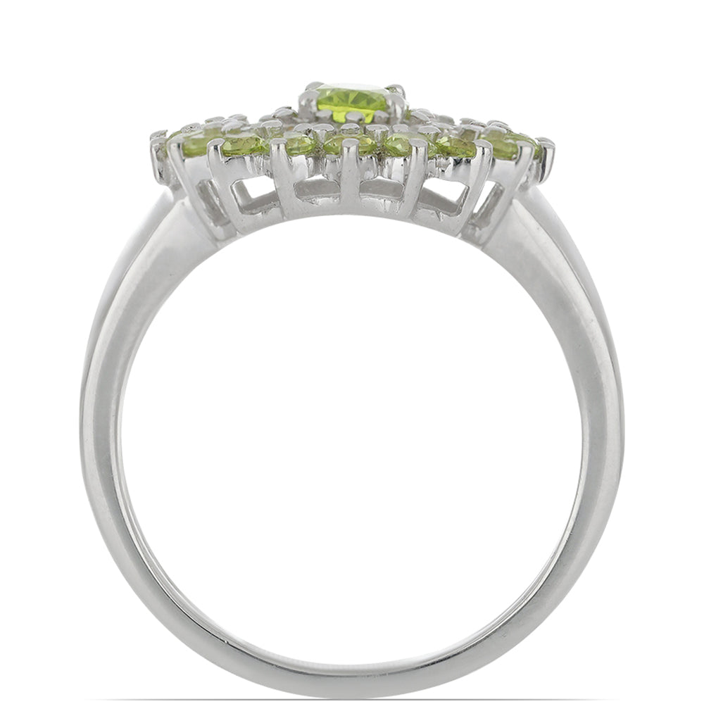 Silberring mit Peridot aus Changbai und weißem Zirkon 2 