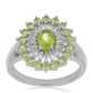 Silberring mit Peridot aus Changbai und weißem Zirkon