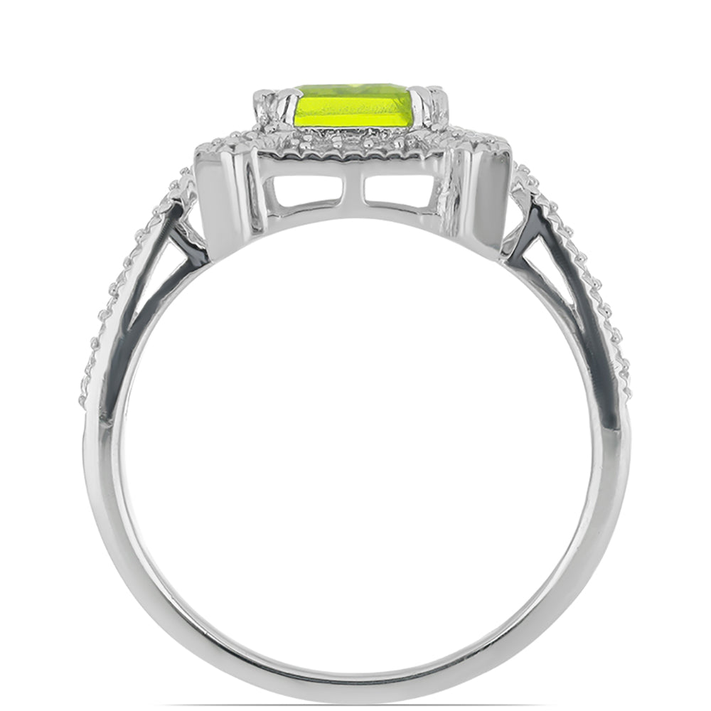 Silberring mit Peridot aus Changbai und weißem Topas