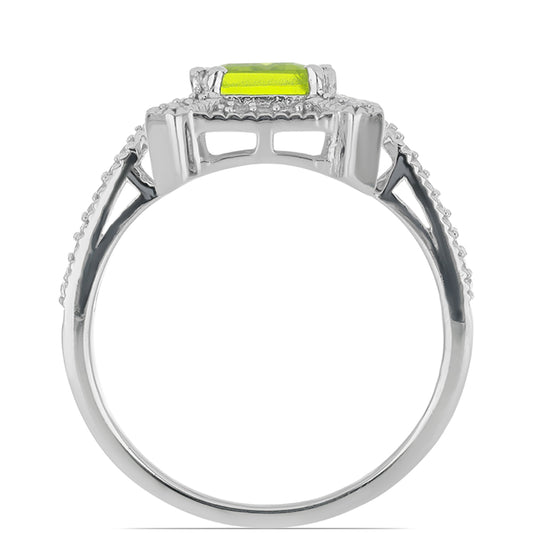 Silberring mit Peridot aus Changbai und weißem Topas