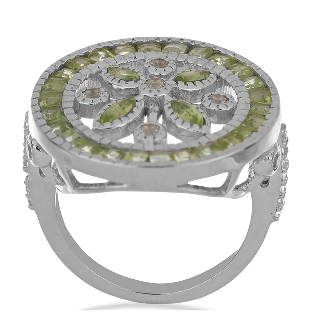 Silberring mit Peridot aus Changbai und weißem Topas 3 