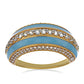 Goldplattierter Silberring mit Emaille und himmelblauem Topas