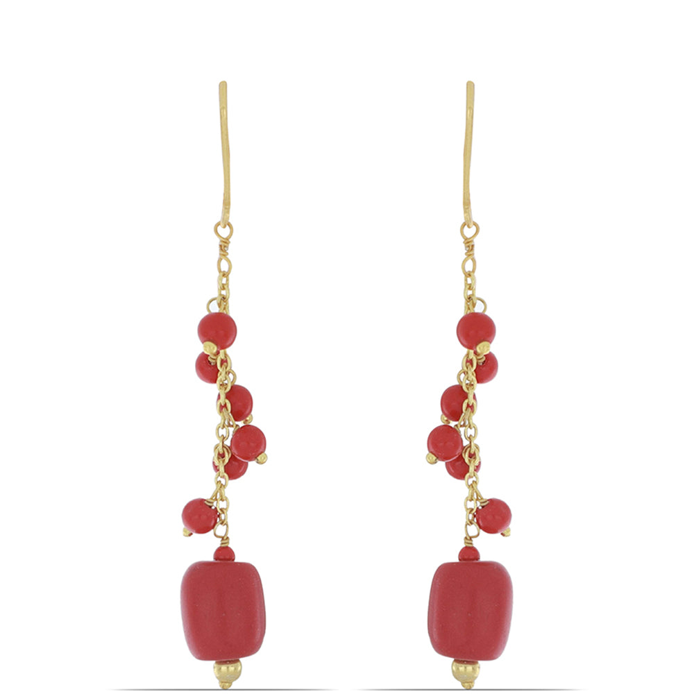 Goldplattierte Silberohrringe mit roter Schwammkoralle 1 
