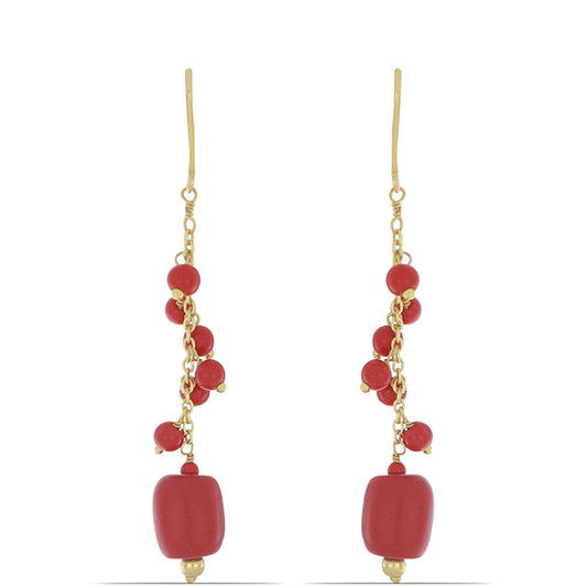 Goldplattierte Silberohrringe mit roter Schwammkoralle
