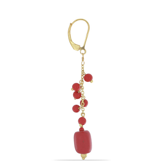 Goldplattierte Silberohrringe mit roter Schwammkoralle