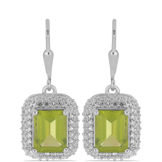Silberohrringe mit Peridot aus Changbai und weißem Topas