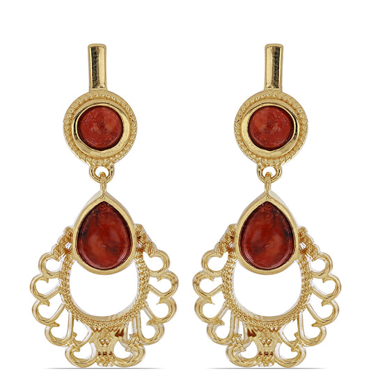 Goldplattierte Silberohrringe mit roter Schwammkoralle