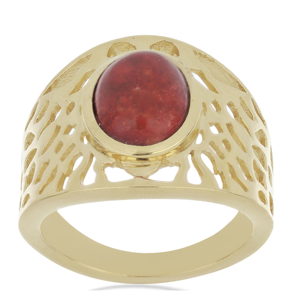 Goldplattierter Silberring mit roter Schwammkoralle