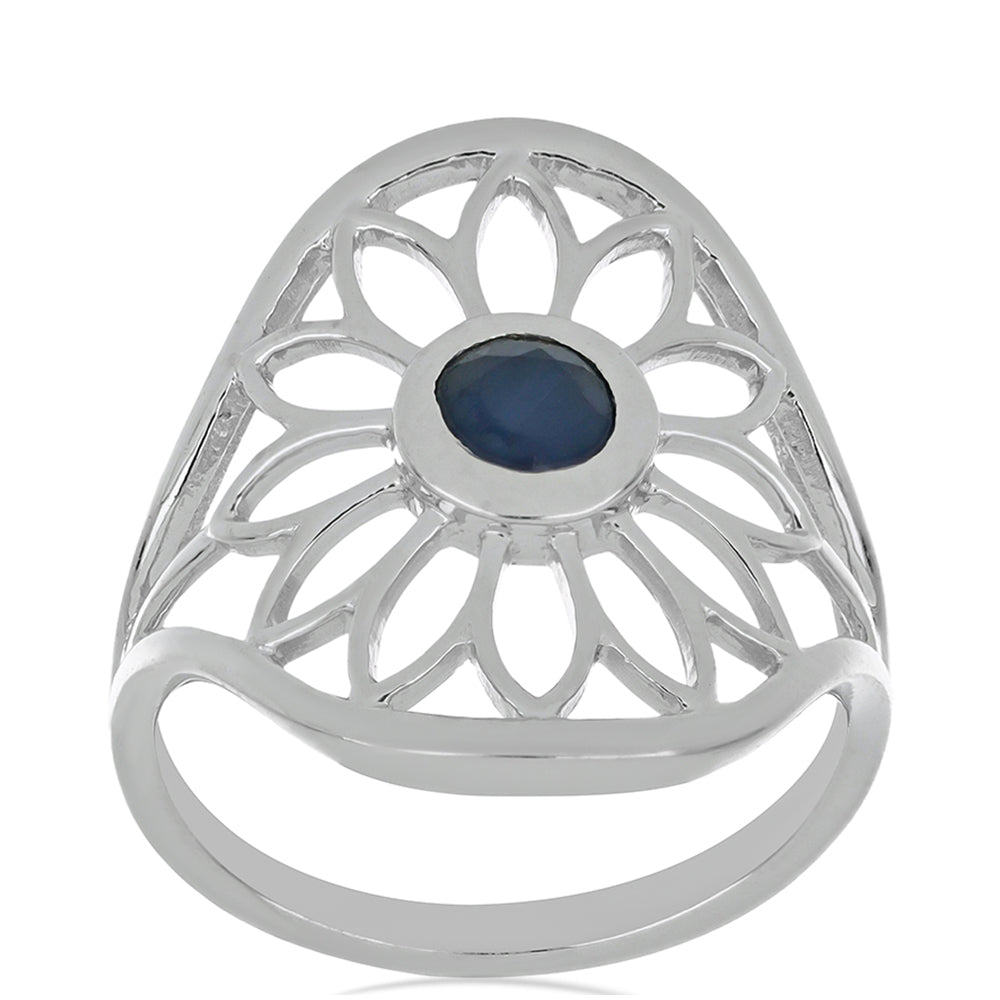 Silberring mit blauem Rosebery Saphir