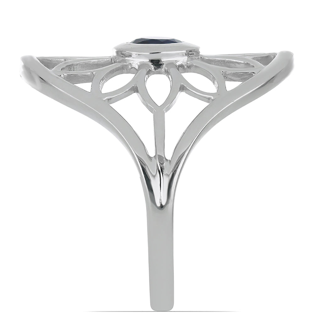 Silberring mit blauem Rosebery Saphir 4 