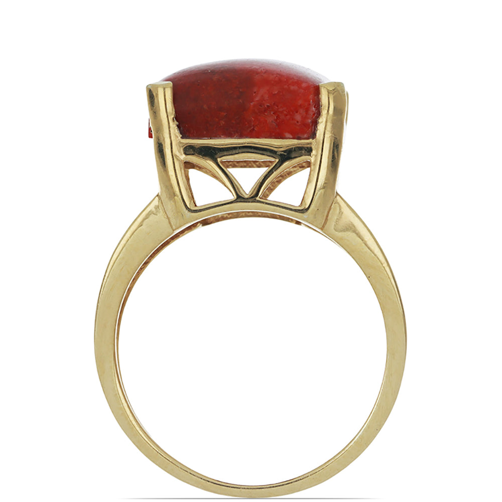 Goldplattierter Silberring mit roter Schwammkoralle 2 