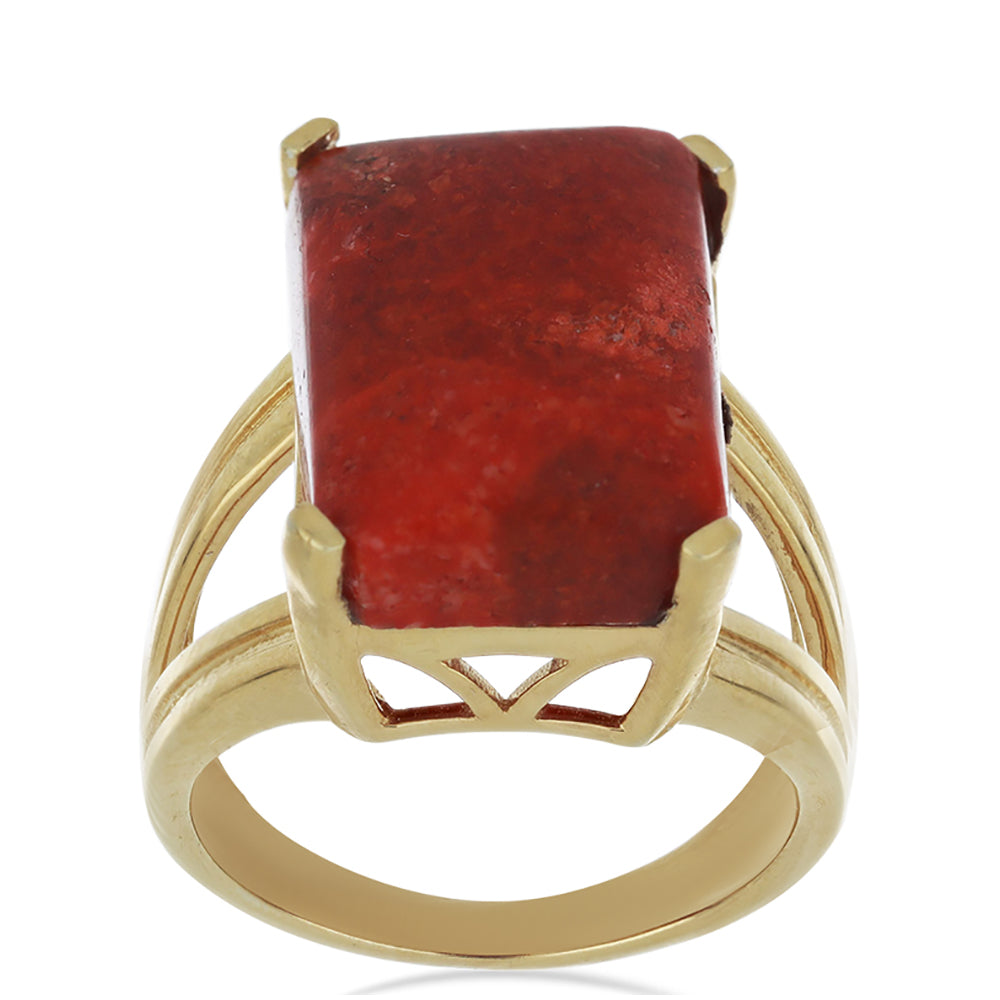 Goldplattierter Silberring mit roter Schwammkoralle 3 