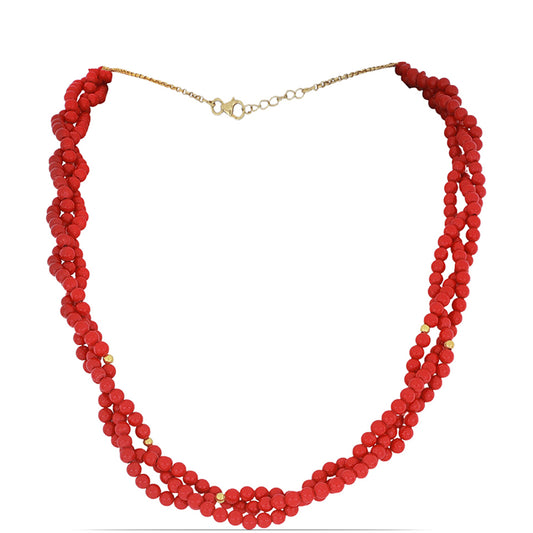 Goldplattierte Silberhalskette mit roter Schwammkoralle