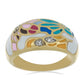 Goldplattierter Silberring mit Emaille und weißem Topas
