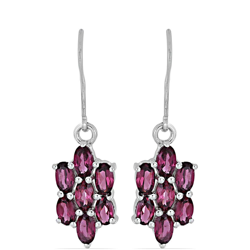 Silberohrringe mit Rhodolith aus Moatize