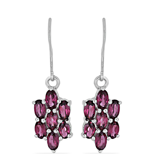 Silberohrringe mit Rhodolith aus Moatize