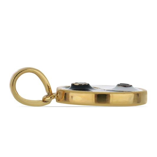 Goldplattierter Silberanhänger mit Emaille und schwarzem Spinell aus Gorno Badakhsha