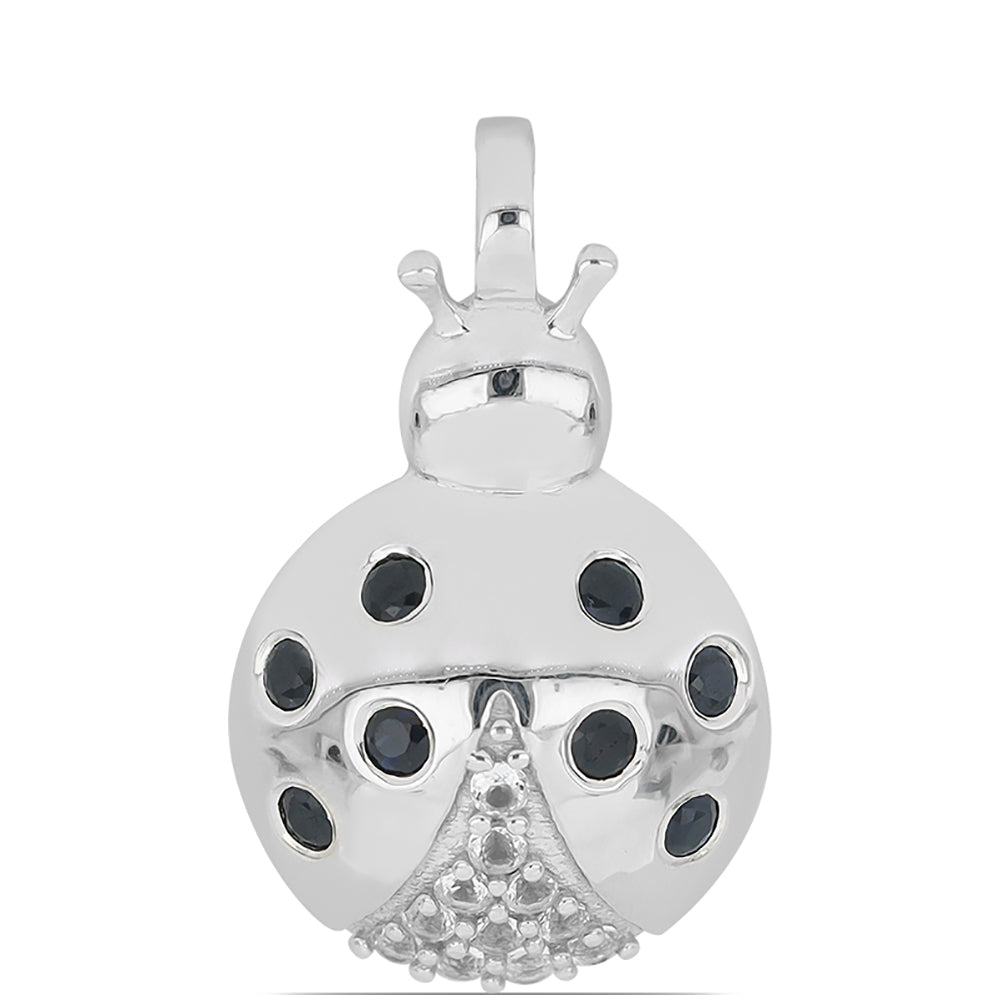 Silberanhänger mit blauem Rosebery Saphir und weißem Topas