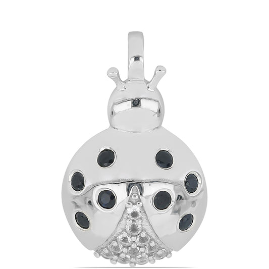 Silberanhänger mit blauem Rosebery Saphir und weißem Topas