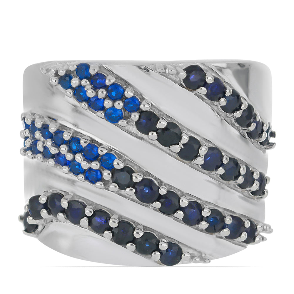 Silberring mit blauem Rosebery Saphir 1 