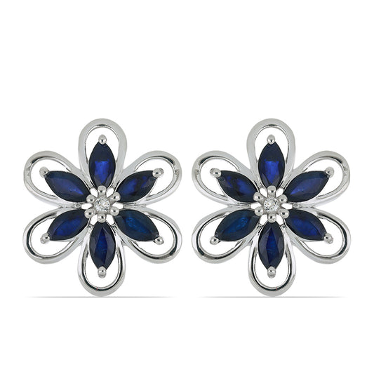 Silberohrringe mit blauem Rosebery Saphir und weißem Topas