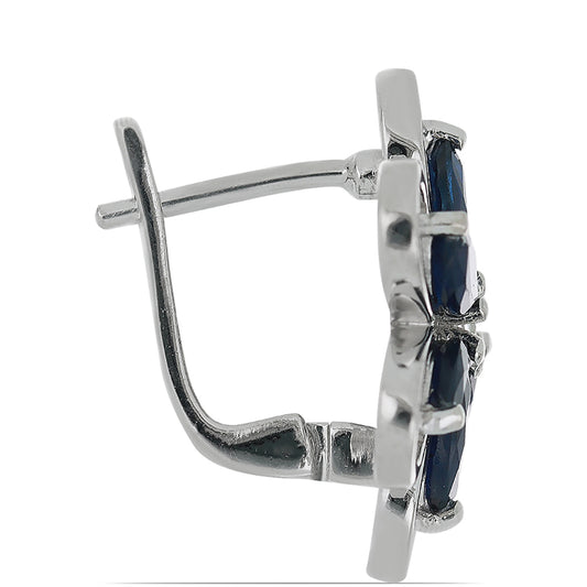 Silberohrringe mit blauem Rosebery Saphir und weißem Topas