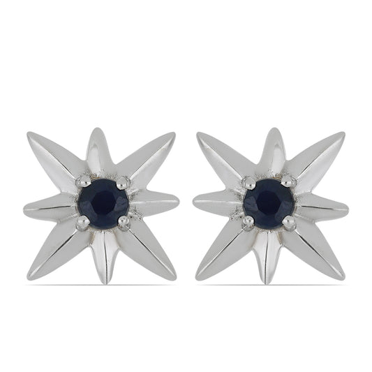 Silberohrringe mit blauem Rosebery Saphir