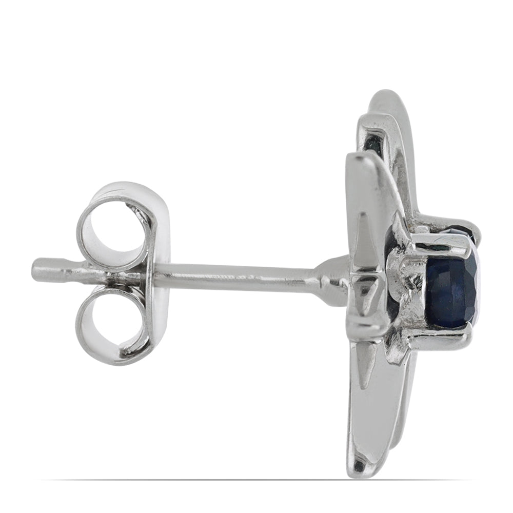 Silberohrringe mit blauem Rosebery Saphir 2 