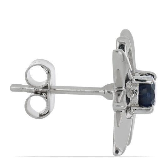 Silberohrringe mit blauem Rosebery Saphir