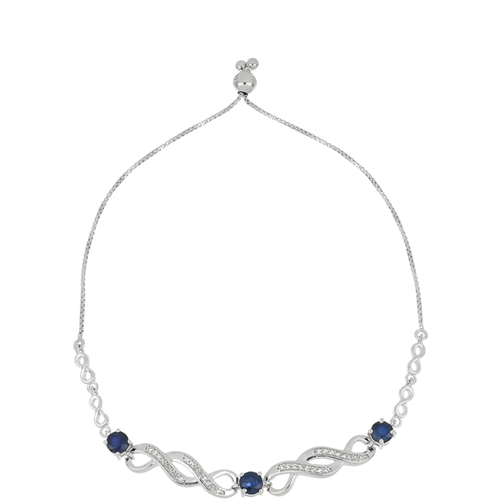 Silberarmband mit blauem Rosebery Saphir und weißem Topas 1 