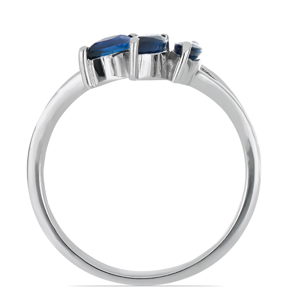 Silberring mit blauem Rosebery Saphir 2 