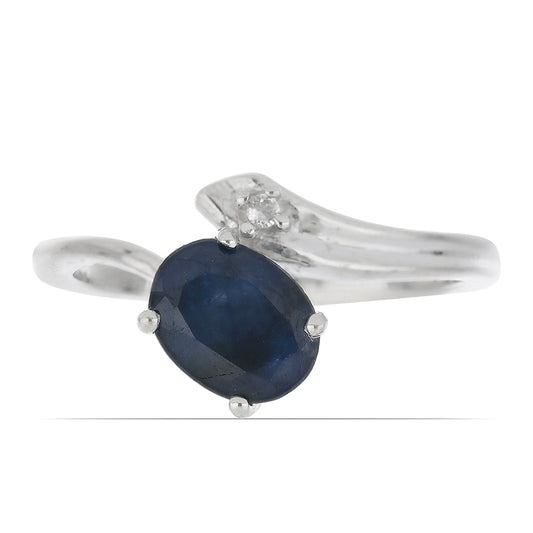 Silberring mit blauem Rosebery Saphir und weißem Topas