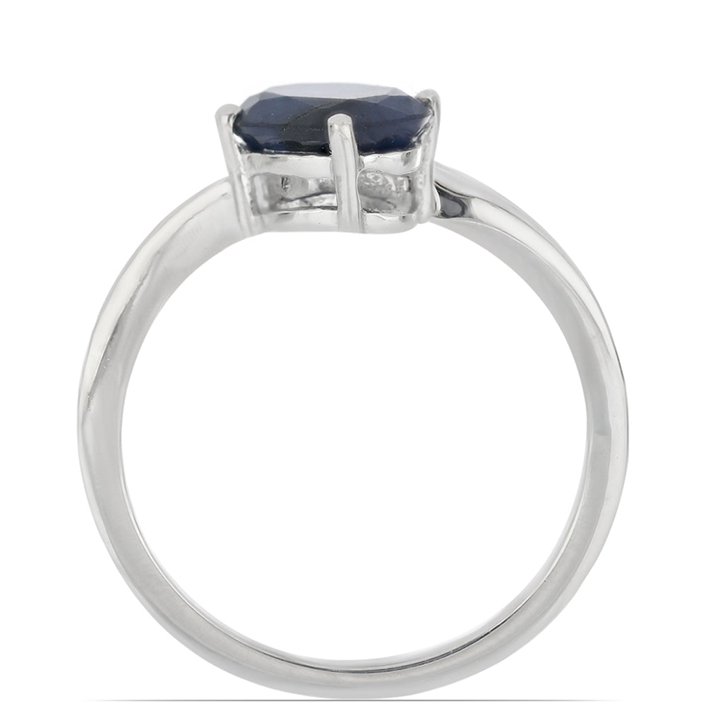 Silberring mit blauem Rosebery Saphir und weißem Topas