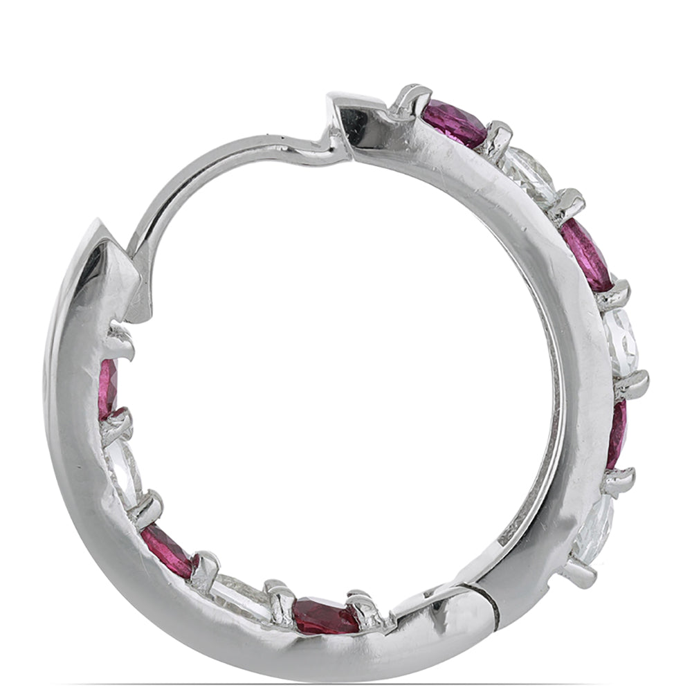 Silberohrringe mit Rhodolith aus Moatize und weißem Topas 2 