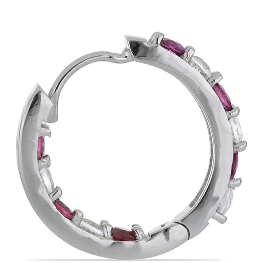 Silberohrringe mit Rhodolith aus Moatize und weißem Topas