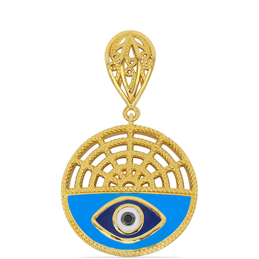 Goldplattierter Silberanhänger mit Emaille und schwarzem Spinell aus Gorno Badakhsha