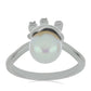 Silberring mit weißem Diamant und weißer Süßwasserperle