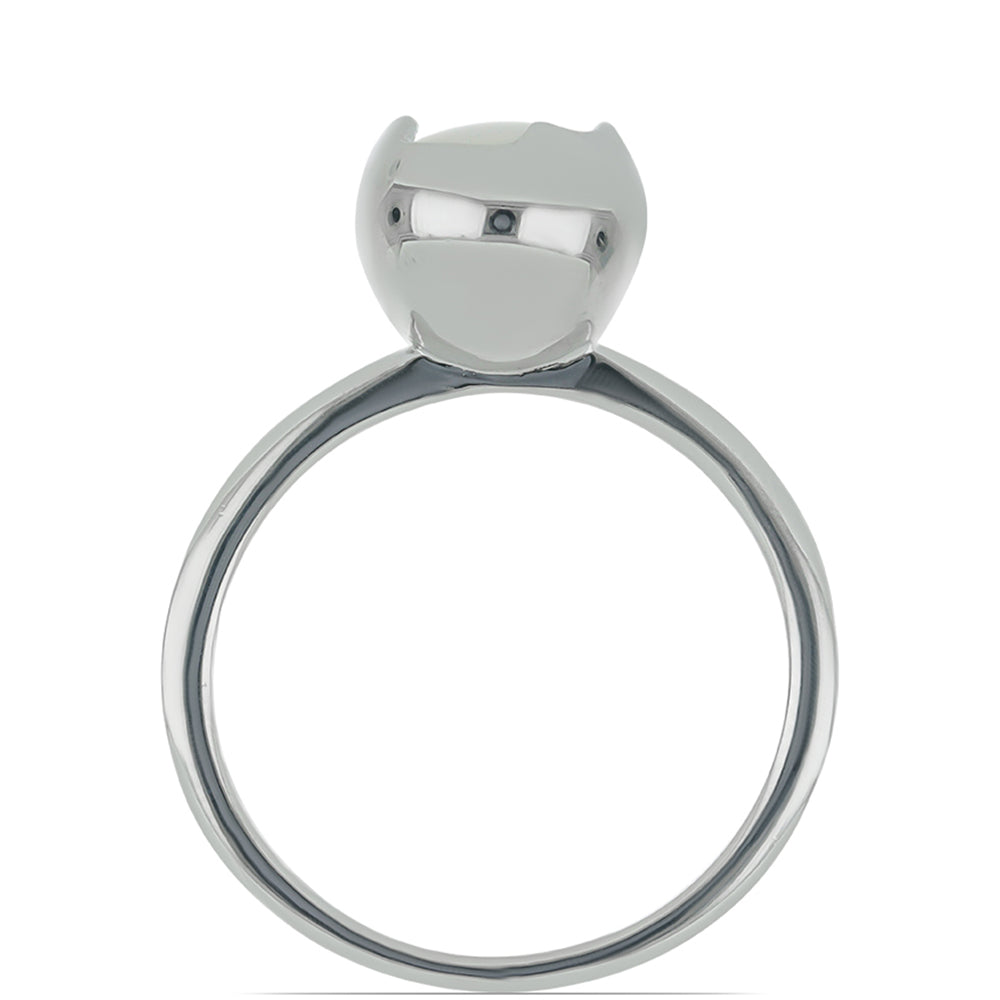 Silberring mit weißem Diamant und weißer Süßwasserperle 2 