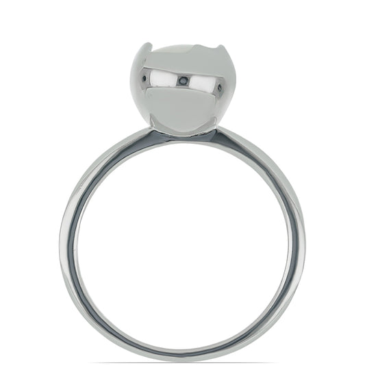 Silberring mit weißem Diamant und weißer Süßwasserperle