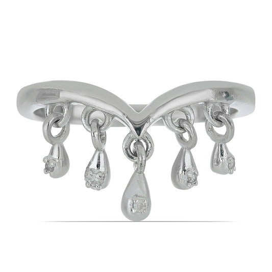 Silberring mit weißem Diamant