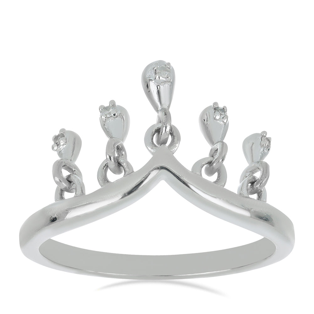 Silberring mit weißem Diamant 3 