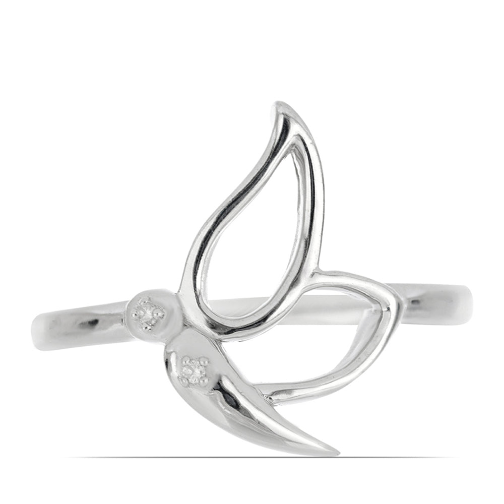 Silberring mit weißem Diamant