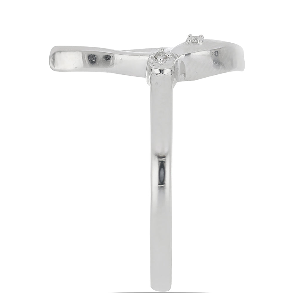 Silberring mit weißem Diamant 4 