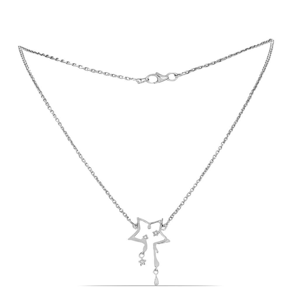 Silberhalskette mit weißem Diamant 1 