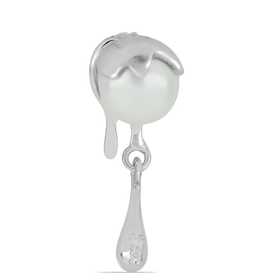 Silberanhänger mit weißem Diamant und weißer Süßwasserperle