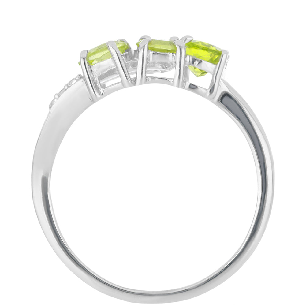 Silberring mit Peridot aus Changbai und weißem Topas